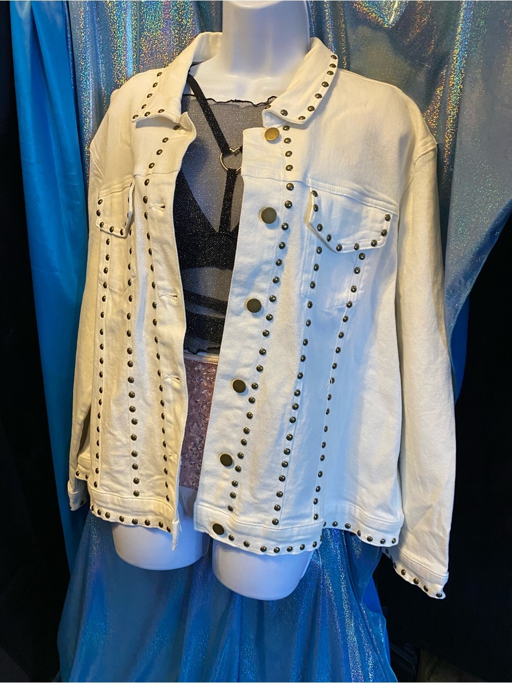 Ivory Studded Denim Jacket - Women